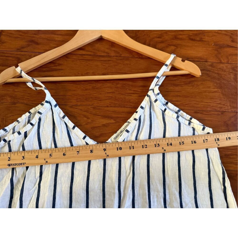 Terzo Millennio Linen Striped Midi Slip Dress Made in Italy Size M - Picture 6 of 11